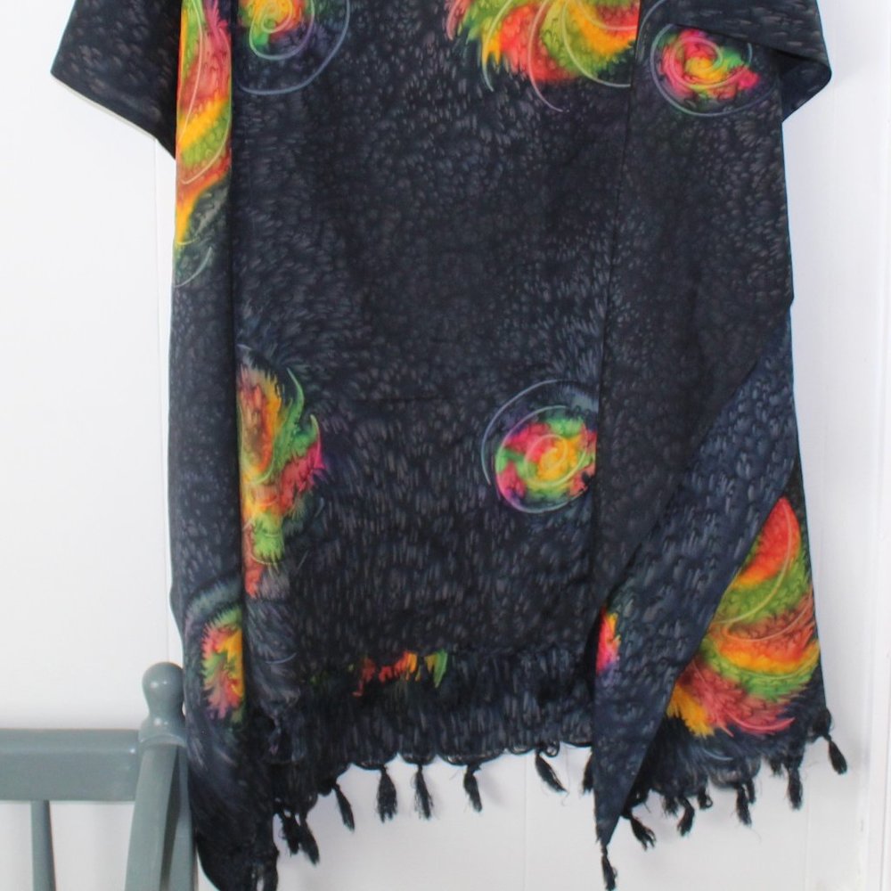 Angel Touch Fringed Sarong Color Burst Coverups for Women Bathing Suit Wrap